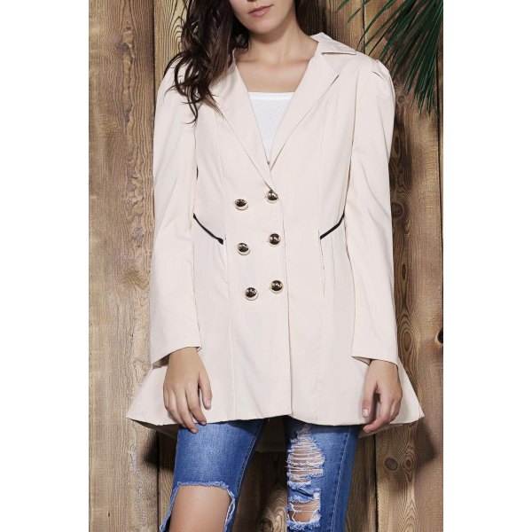 Elegant Double Breasted Turn-Down Collar Long Sleeve Trench Coat