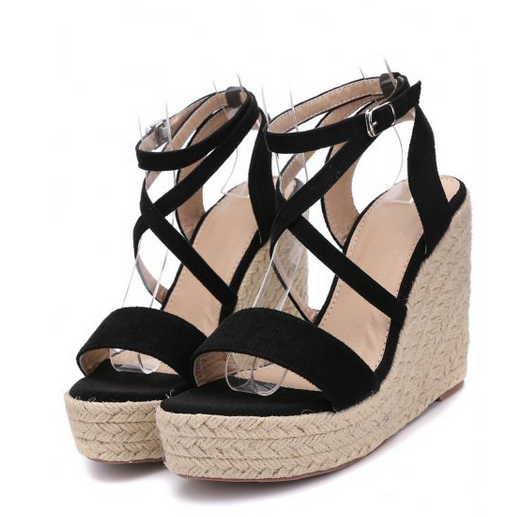 OZUKO Cross Wedge High Heel Gladiator Sandals