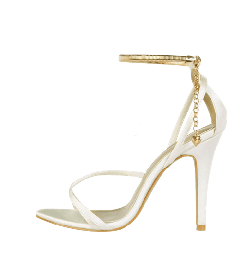 OZUKO Chain Design Cut High Heel Sandals - Crystal Cream